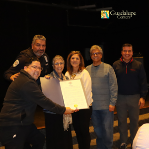 Guadalupe Centers Diane Rojas is presented with her Proclamation Day.
